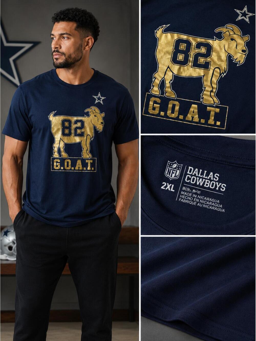 Dallas Cowboys Jason Witten GOAT #82 Retirement Tribute T-Shirt 2XL Navy Blue